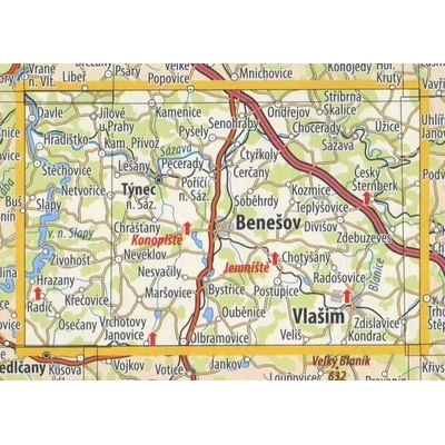 KČT 40 Benešovsko a dolní Posázaví - nástěnná turistická mapa 90 x 60 cm Varianta: mapa v dřevěném rámu, Provedení: Ticiago černý