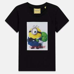 GUESS Черна памучна тениска GUESS KIDS x Minions