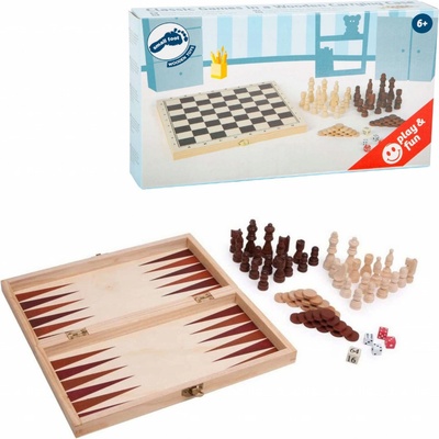 ŠACHY a VRHCÁBY dřevěné + backgammon 3v1