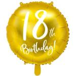 Party Deco Фолиев Балон с Надпис "18th Birthday", Златен (FB24M-18-019)