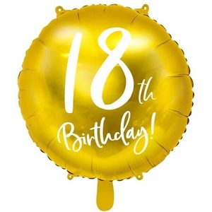 Party Deco Фолиев Балон с Надпис "18th Birthday", Златен (FB24M-18-019)