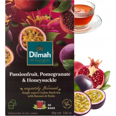Dilmah Černý čaj Marakuja granátové jablko a zimolez 20 x 2 g