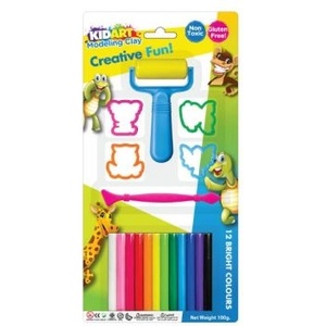 Kid Art Kid Art: комплект глина за моделиране с форми, 12 части