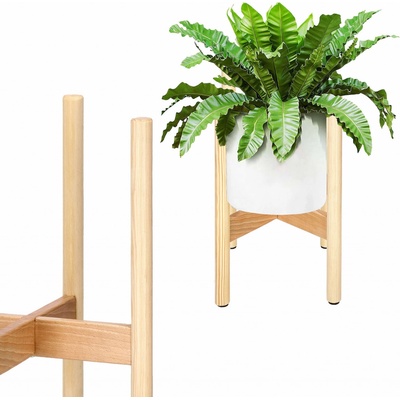SPRINGOS Dřevěný stojan na květiny 35 cm SPRINGOS QAURTER KWD002-XG přírodní – Sleviste.cz