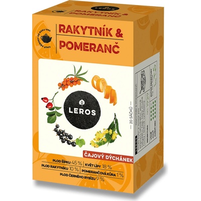 Leros Čajový dýchánek rakytník & pomeranč 20 x 2 g