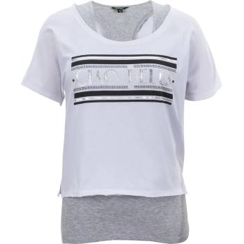 Golddigga Дамска тениска Golddigga Double Layer T Shirt Ladies - White/Grey M