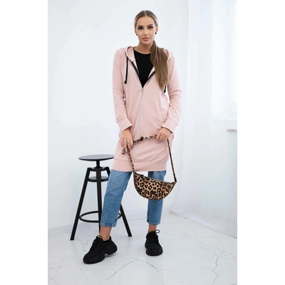 Fashionweek Dámska maxi bavlnená mikina so zipsom K8924 jasne ružová