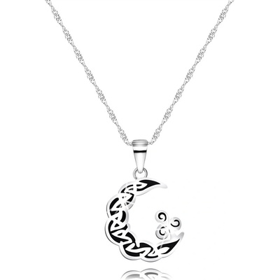 Šperky eshop z stříbra měsíc s ornamenty a patinou triskelion O16.10