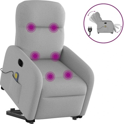 vidaXL Elektrické zvedací masážní polohovací křeslo textil 3303002 Obláčkově šedá
