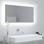 vidaXL LED огледало за баня, бетонно сиво, 90x8, 5x37 см, акрил (804936)