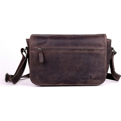 GreenWood Středně velká kožená pánská crossbody taška no. 396677 tmavěhnědá