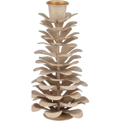 Kovový svícen výška 14 cm Gasper - krémový