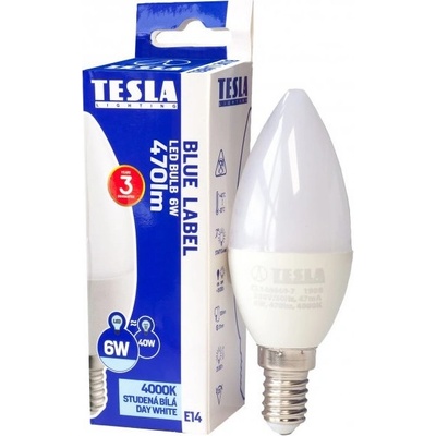 Tesla CANDLE sviečka, E14, 6W, denná biela