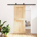 vidaXL Преплъзваща се врата Естествено и черно 85 x 210 cm (3444994)