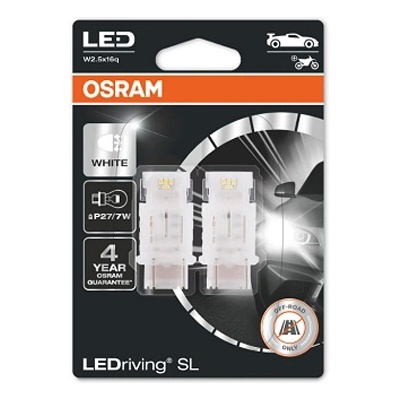 Крушка OSRAM LED P27/7W, 12V, 2W, 6000К, 27/154lm, 2 броя