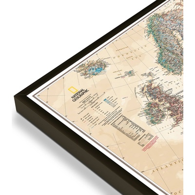 National Geographic Evropa - nástěnná mapa Executive 118 x 92 cm Varianta: mapa v hliníkovém rámu, Provedení: černý rám