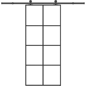 vidaXL Плъзгаща се врата с обков 90x205 см ESG стъкло и алуминий (3332895)