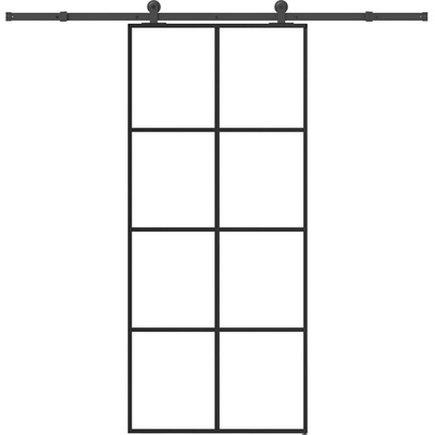 vidaXL Плъзгаща се врата с обков 90x205 см ESG стъкло и алуминий (3332895)