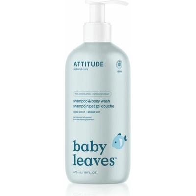 Attitude Baby Leaves Shampoo & Body wash šampón a sprchový gél pre deti s vôňou sladkého jablka Good Night 473 ml
