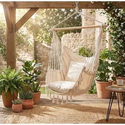 Pepita Бразилски единичен стол за облягане с възглавници - бежово (KF-SC05-B)