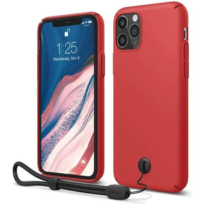 elago Slim Fit Strap Case - качествен поликарбонатов кейс с каишка за китката за iPhone 11 Pro Max (червен)