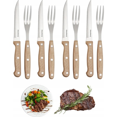 KLAUSBERG Sada na steaky a BBQ 8 ks Nože + vidličky s dřevěnou rukojetí