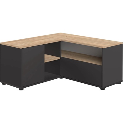 TEMAHOME Масичка за телевизор с дъбов декор в черен и естествен цвят 90x45 cm Angle - TemaHome (83242.850196)