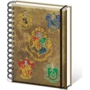 Poznámkové bloky CurePink Poznámkový A5 blok Harry Potter: Hogwarts Crests 14,8 x 21 cm kroužková vazba SR72083