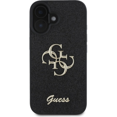 GUESS Гръб Guess PU Fixed Glitter 4G Metal Logo Case за iPhone 16 Plus - Черен