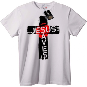 NOONEBRAND Тениска Иисус спасява кръст - XL, Black