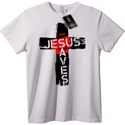 NOONEBRAND Тениска Иисус спасява кръст - XL, Black