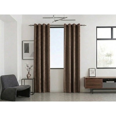 Textilomanie Zatemňovacia záclona LOOM VELVET 140x250 cm, hnedá Zavesenie: Kovové krúžky