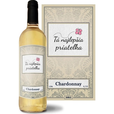 Sablio Tá najlepšia priateľka Chardonnay biele suché víno 12 % 0,75 l (čistá fľaša)