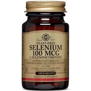 Solgar Хранителна добавка Селен (L-селенометионин без мая) 100ug , Solgar Selenium 100ug 100 Tabs