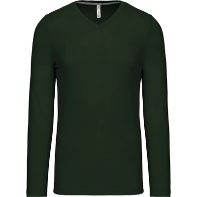 Kariban VINTAGE V-NECK K358 pánské tričko s dlouhým rukávem forest green