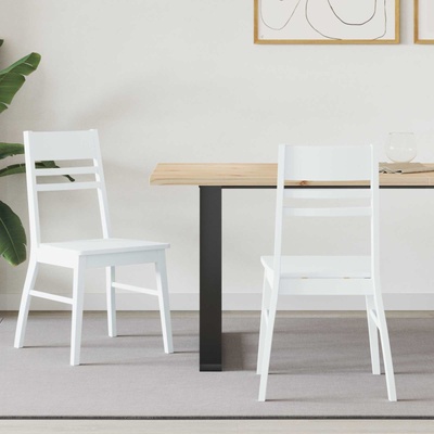 vidaXL Обедени столове 2 pcs Бяло 43 x 54 x 89 см Солидно гумено дърво (42020444)