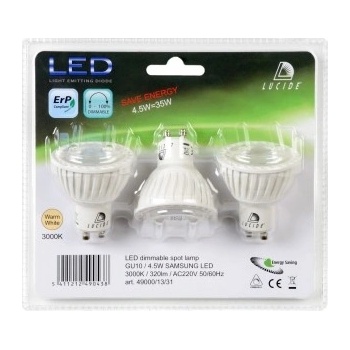Lucide LED žárovka Ø 5 cm stmívatelné GU10 3x4,5W 3000K Bílá Set of 3