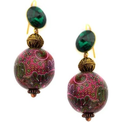 Dannyra Обици Индия с мъниста, кристал Swarovski и медно топче Dannyra Jewels