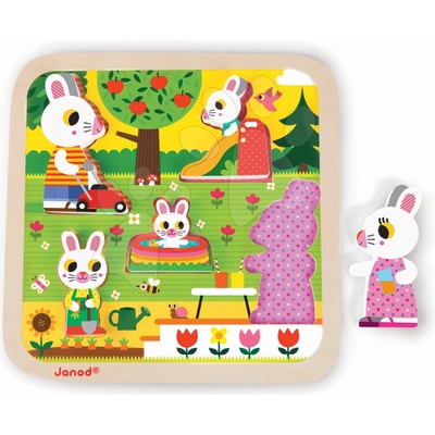 Janod puzzle zajace na záhrade Chunky