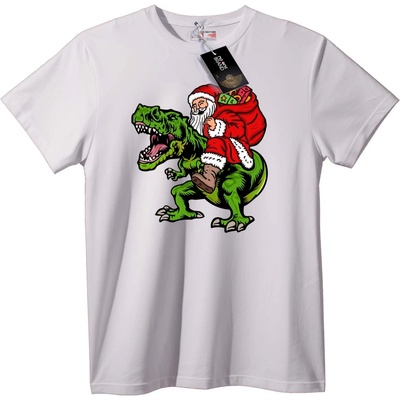 NOONEBRAND Тениска Дядо Коледа яздещ T-Rex - S, Black