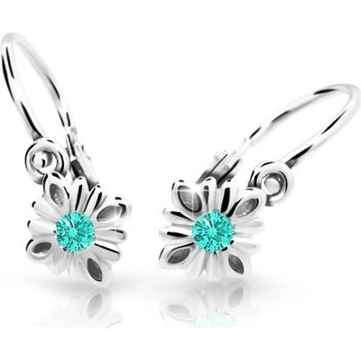 Danfil dětské náušnice C2261 z bílého zlata s kamínkem Mint Green