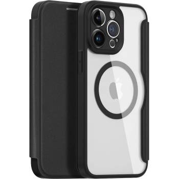 Image 1 of Dux Ducis Skin X Pro Magnetic Wallet Case - удароустойчив хибриден кожен кейс с отделение за карти и MagSafe за iPhone 14 Pro Max (черен-прозрачен)