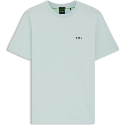 Boss Тениска Boss Mens BOSS GREEN T-Shirt with Logo Design Stretch Cotton - Turquoise 447