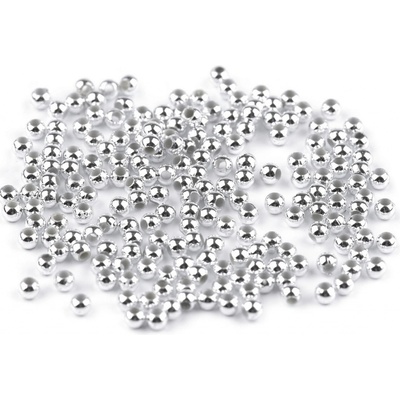Prima-obchod Plastové voskové korálky / perly Glance Metalic Ø4 mm, barva 4 stříbrná světlá