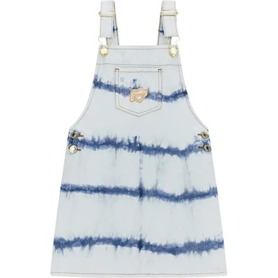 Guess Двуцветен деним сукман за момиче с джобче с пайети и регулируеми презрамки Guess