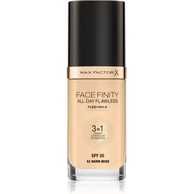 MAX Factor Facefinity All Day Flawless дълготраен фон дьо тен SPF 20 цвят 62 Warm Beige 30ml