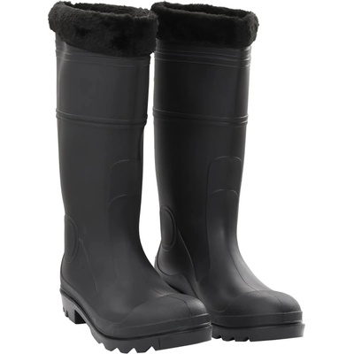 vidaXL Ботуши за дъжд с подвижни чорапи, черни, размер 45, PVC (137603)