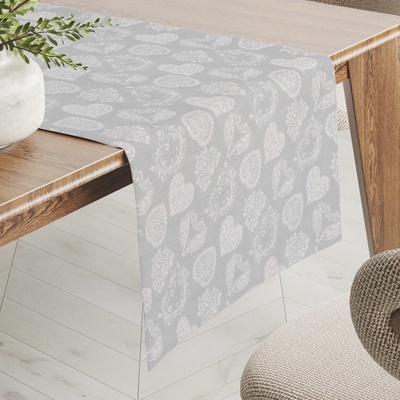 Biante běhoun PML-071 Srdce s ornamenty na šedém 35x160 cm