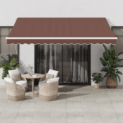 vidaXL Automatická zatahovací markýza s LED hnědá 400 x 350 cm