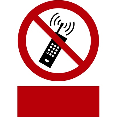 Grafiko | Zákaz používání mobilního telefonu - Text obrázku (tabulka s vlastním textem), Materiál Hliník, Rozměr 297x210mm